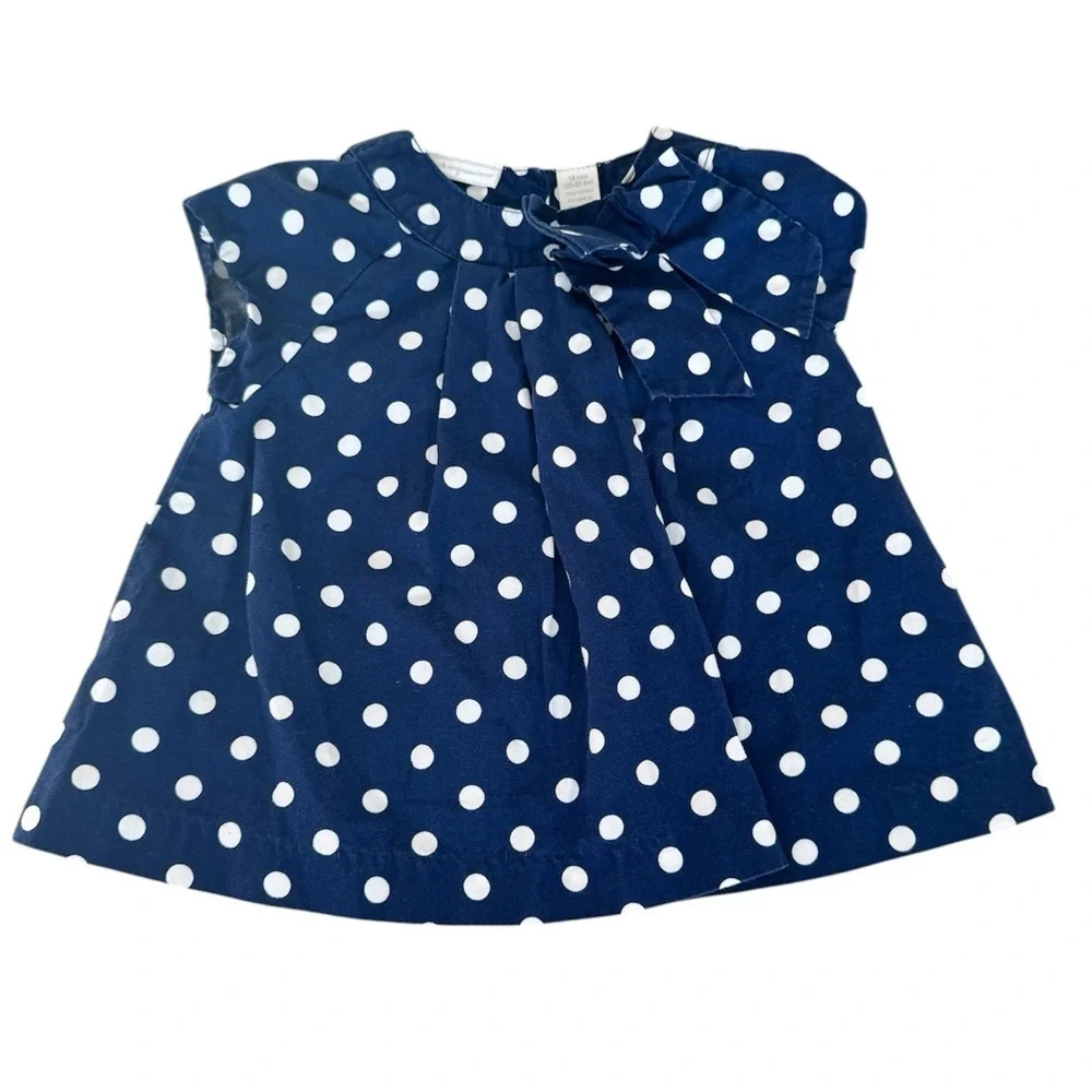 First Impressions Baby Girl Navy Blue Polka Dot Dress Tunic- Size 18 Months